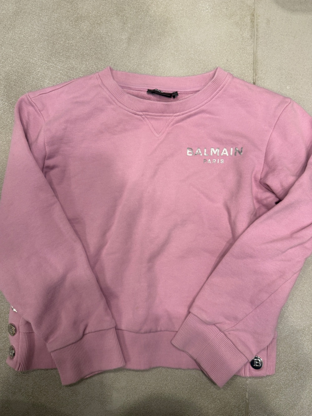Balmain Pink Sparkle Logo Sweatshirt